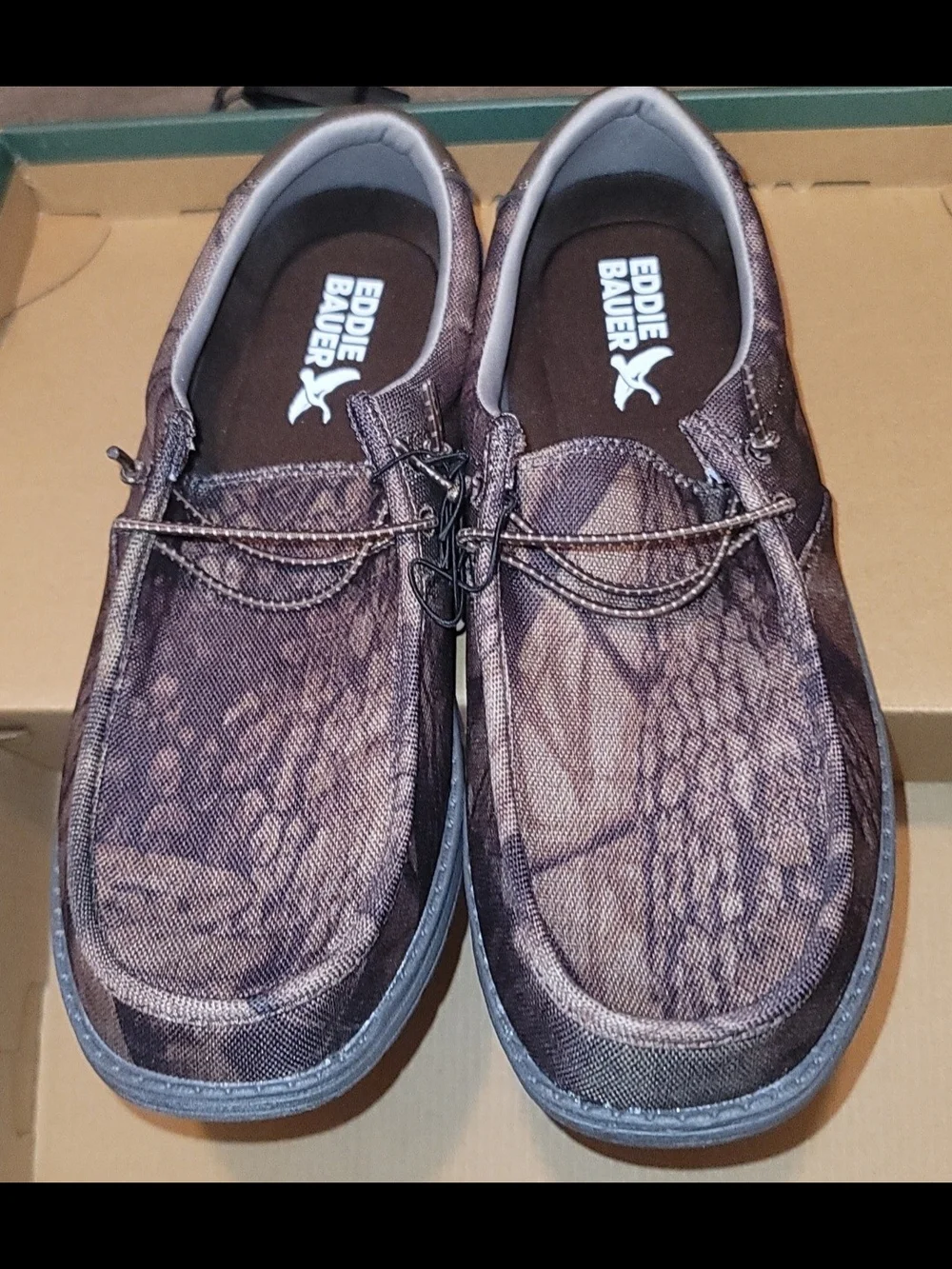 eddie bauer Mens Lace Up Loafers Slip On Moccasin Camo Size 9